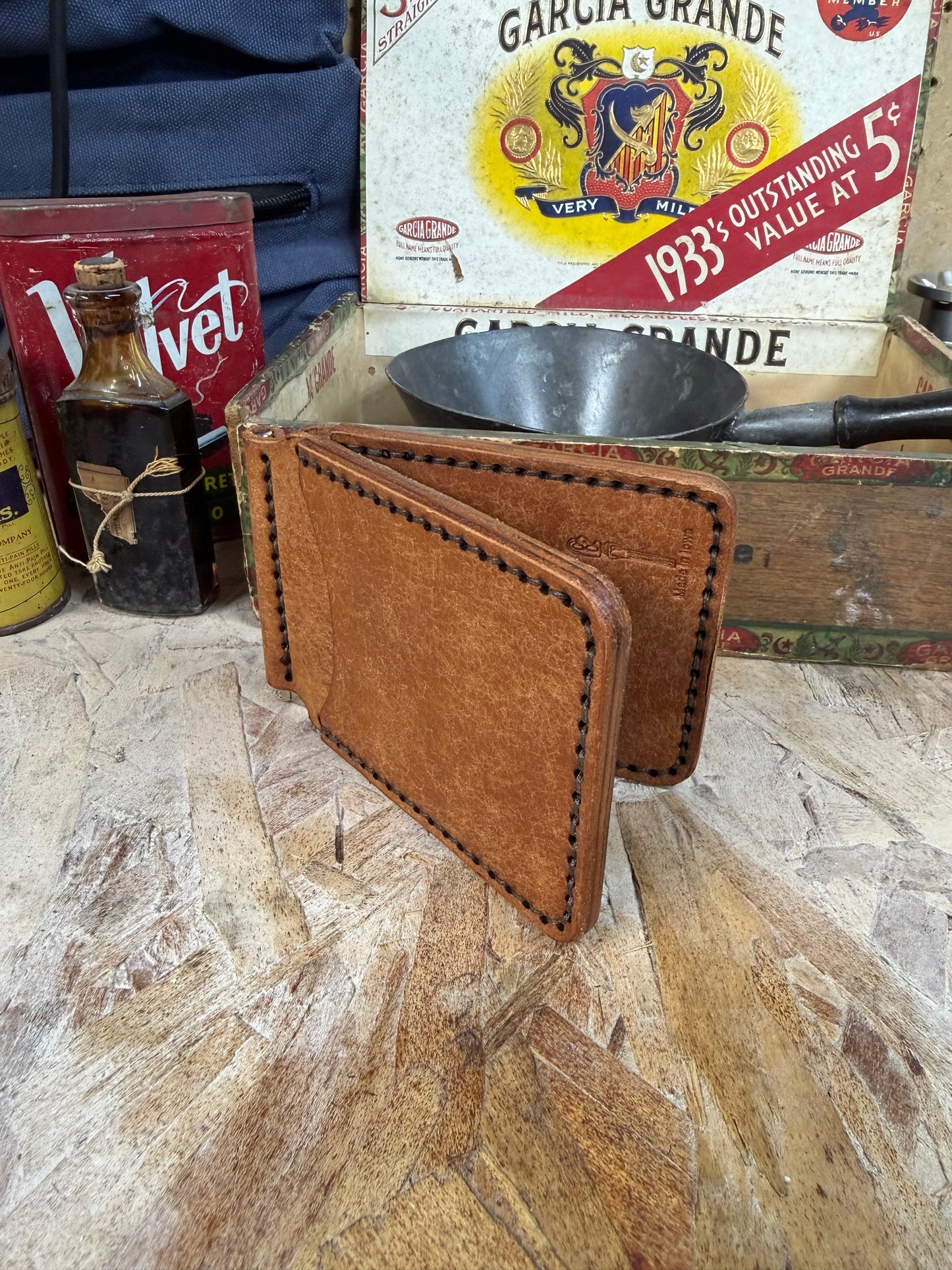 The Statesman, Handmade Leather Money Clip Wallet