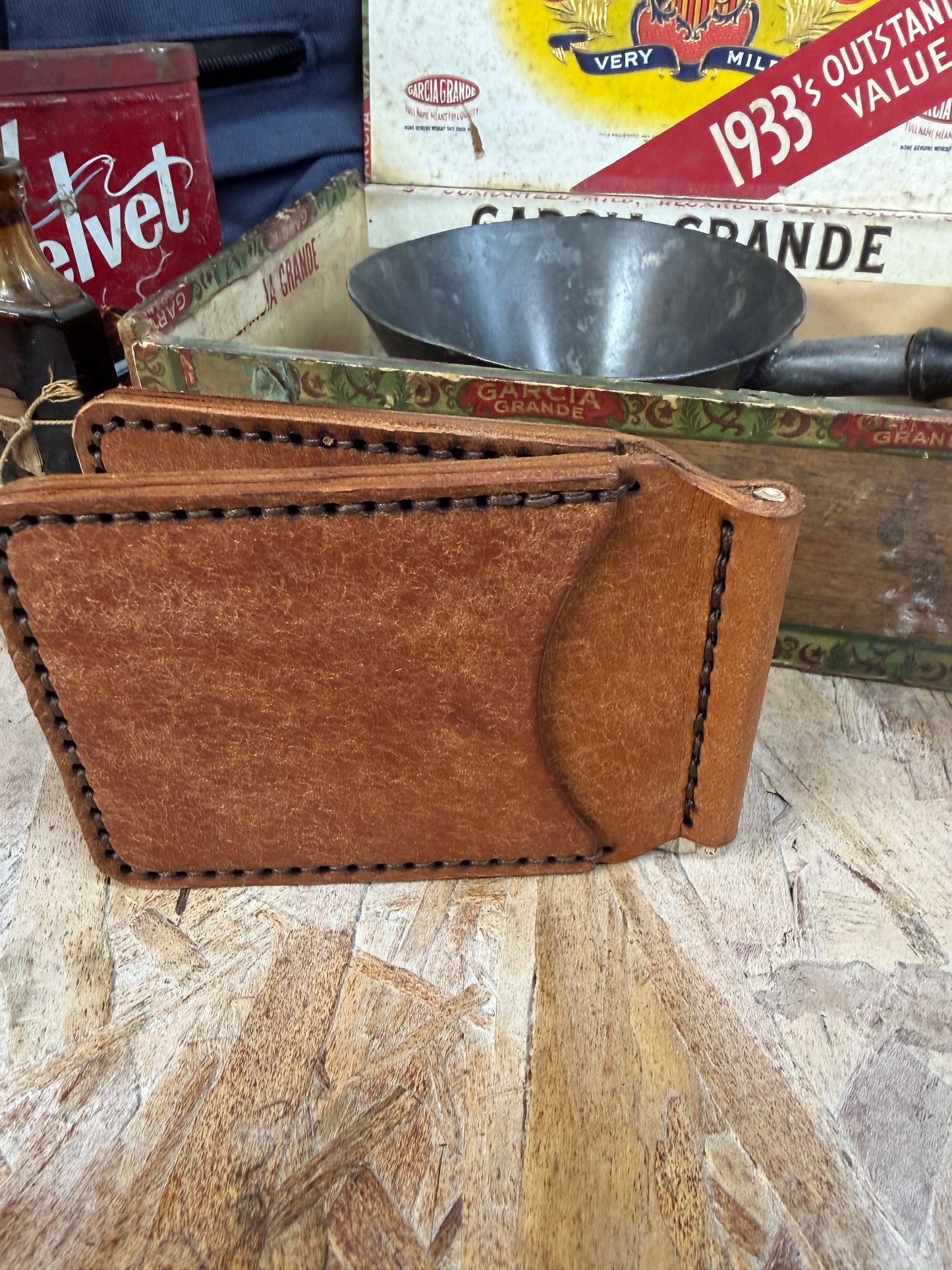 The Statesman, Handmade Leather Money Clip Wallet
