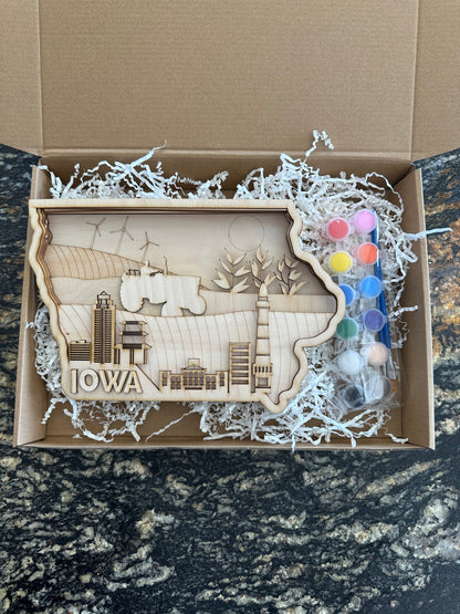 IOWA Paint at home kit / Laser Cut / Kids Paint / Craft / Laser Craft