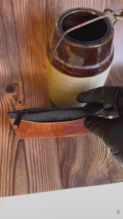 Shell Cordovan Zippered Leather Clutch / Handmade Leather Clutch Badalassi Carlo Pueblo Nero and Shell Cordovan